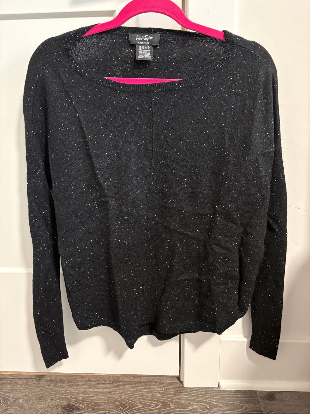 Lord & Taylor Black Crewneck Sweater with White Speckles